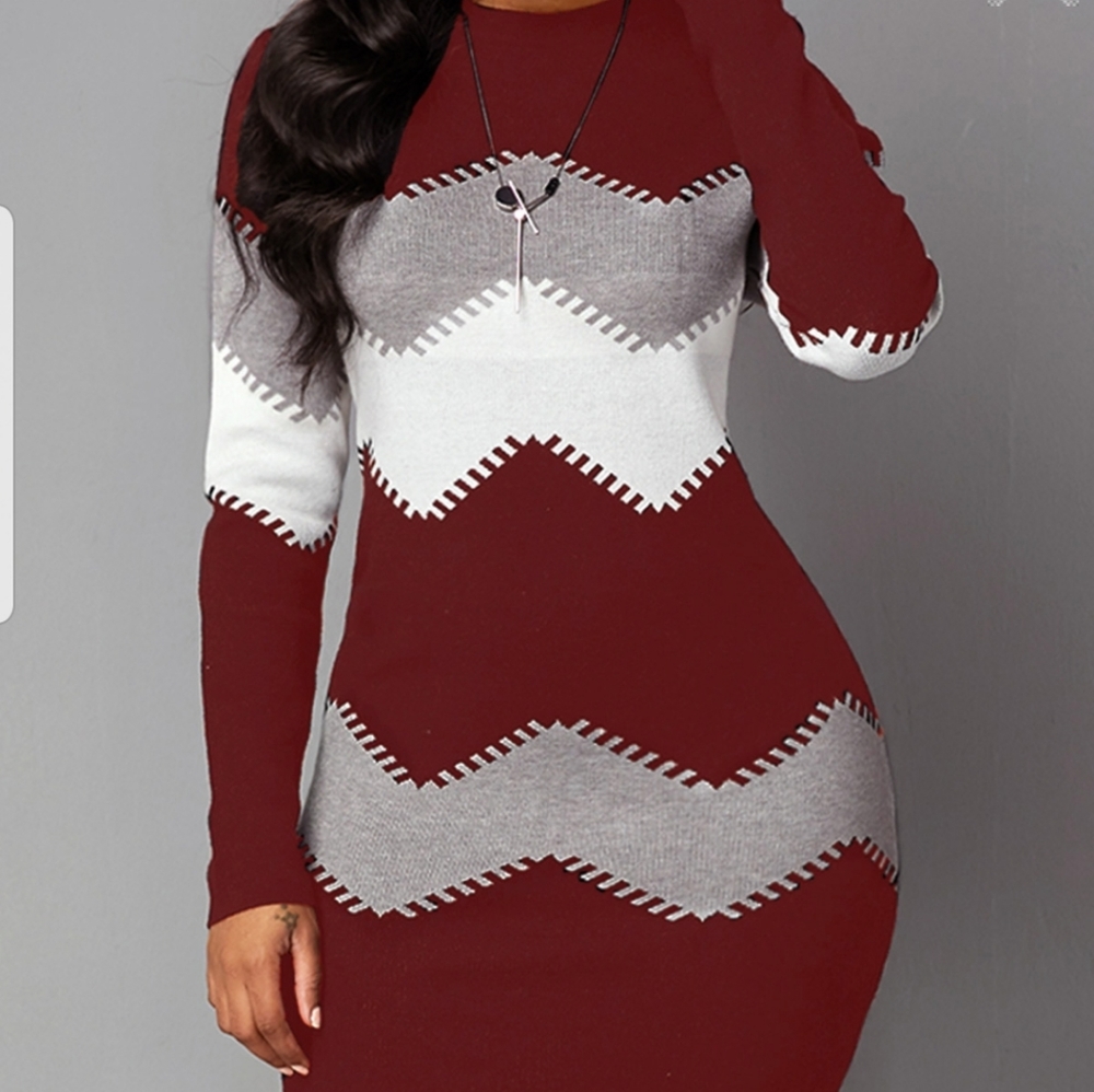 Chevron pattern sweater dress